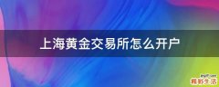 上海黄金交易所怎么开户