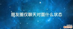 朋友圈仅聊天对面什么状态
