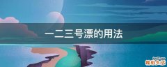 一二三号漂的用法