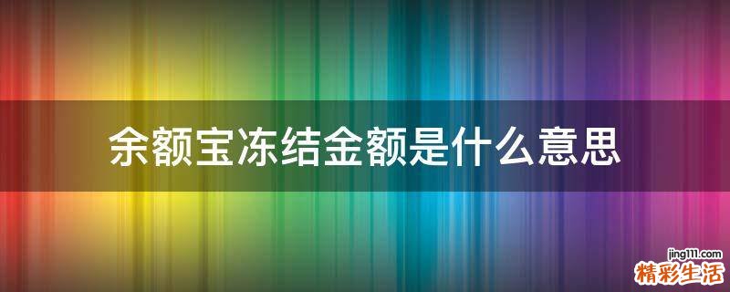 余额宝冻结金额是什么意思