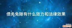 债务免除有什么效力和法律效果
