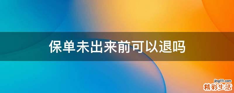 保单未出来前可以退吗