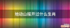 地动山摇开过什么生肖