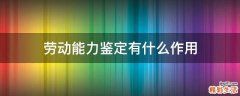 劳动能力鉴定有什么作用