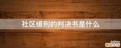 社区缓刑的判决书是什么