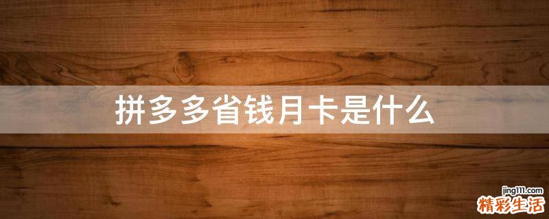 拼多多省錢月卡是什么