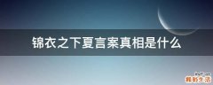 锦衣之下夏言案真相是什么