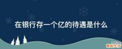 在银行存一个亿的待遇是什么
