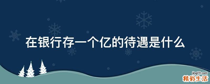 在銀行存一個億的待遇是什么