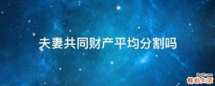 夫妻共同财产平均分割吗