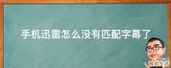 手机迅雷怎么没有匹配字幕了