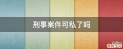 刑事案件可私了吗
