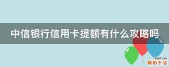 中信银行信用卡提额有什么攻略吗