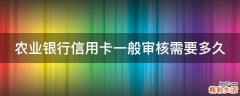 农业银行信用卡一般审核需要多久