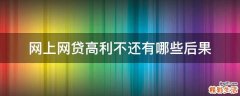 网上网贷高利不还有哪些后果