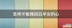 怎样才能挽回白羊女的心