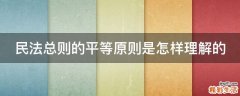 民法总则的平等原则是怎样理解的