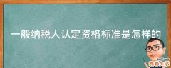 一般纳税人认定资格标准是怎样的