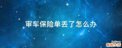 审车保险单丢了怎么办