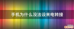 手机为什么没法设来电转接