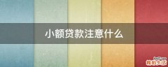 小额贷款注意什么