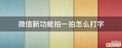 微信新功能拍一拍怎么打字