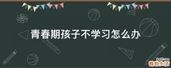 青春期孩子不学习怎么办