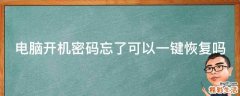 电脑开机密码忘了可以一键恢复吗