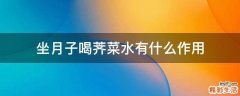 坐月子喝荠菜水有什么作用