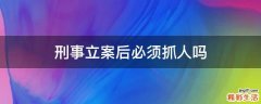 刑事立案后必须抓人吗