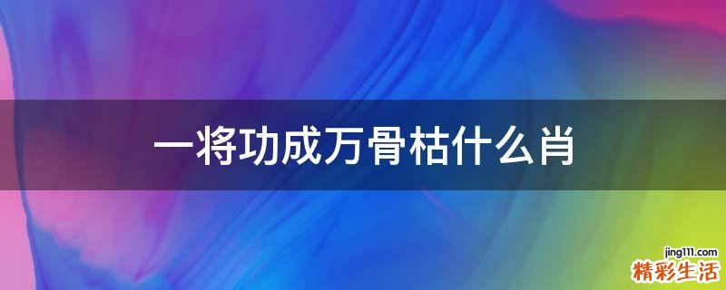 一将功成万骨枯什么肖