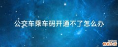 公交车乘车码开通不了怎么办