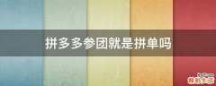 拼多多参团就是拼单吗