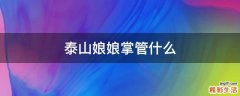 泰山娘娘掌管什么