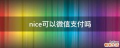 nice可以微信支付吗