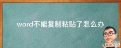 word不能复制粘贴了怎么办