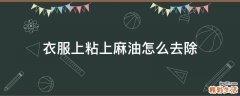 衣服上粘上麻油怎么去除