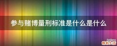 参与赌博量刑标准是什么是什么