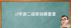 cf手游二级密码哪里查