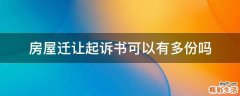 房屋迁让起诉书可以有多份吗