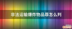 非法运输爆炸物品罪怎么判