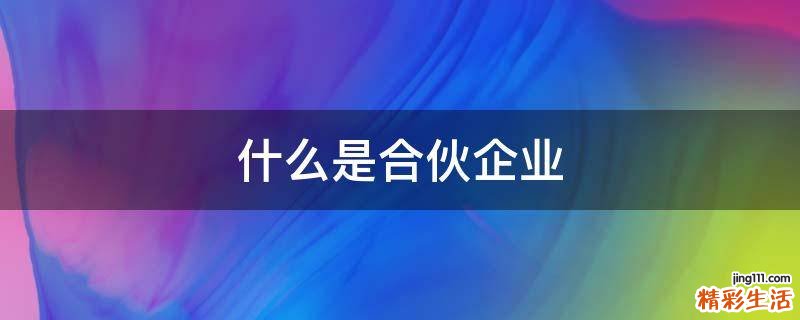 什么是合伙企业