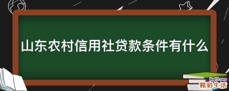 山东农村信用社贷款条件有什么