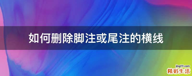 如何删除脚注或尾注的横线