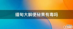 缅甸大解便秘果有毒吗