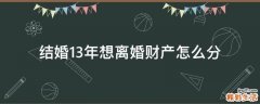 结婚13年想离婚财产怎么分