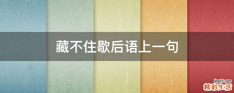 藏不住歇后语上一句
