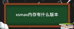 xsmax内存有什么版本