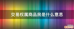 交易權(quán)屬商品房是什么意思