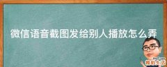 微信语音截图发给别人播放怎么弄